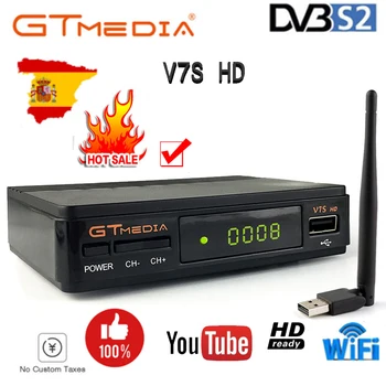 

New Arrival GTMEDIA V7S HD Spain 7 Cline CCcam sks iks satellite receiver DVB-S2 DVB-T2 Satellite TV Combo Receptor Satellite