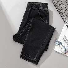 Плюс размеры для женщин в винтажном стиле; узкие; черные дамские высокие талией джинсы Mujer femme feminino эластичные джинсовые брюки женские K0281