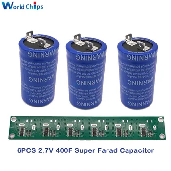 

2.7V 400F 35*62mm Flat Feet 6PCS Super Farad Capacitor Low ESR 2.7V400F Super Capacitor for Car with Balancing Protection Board