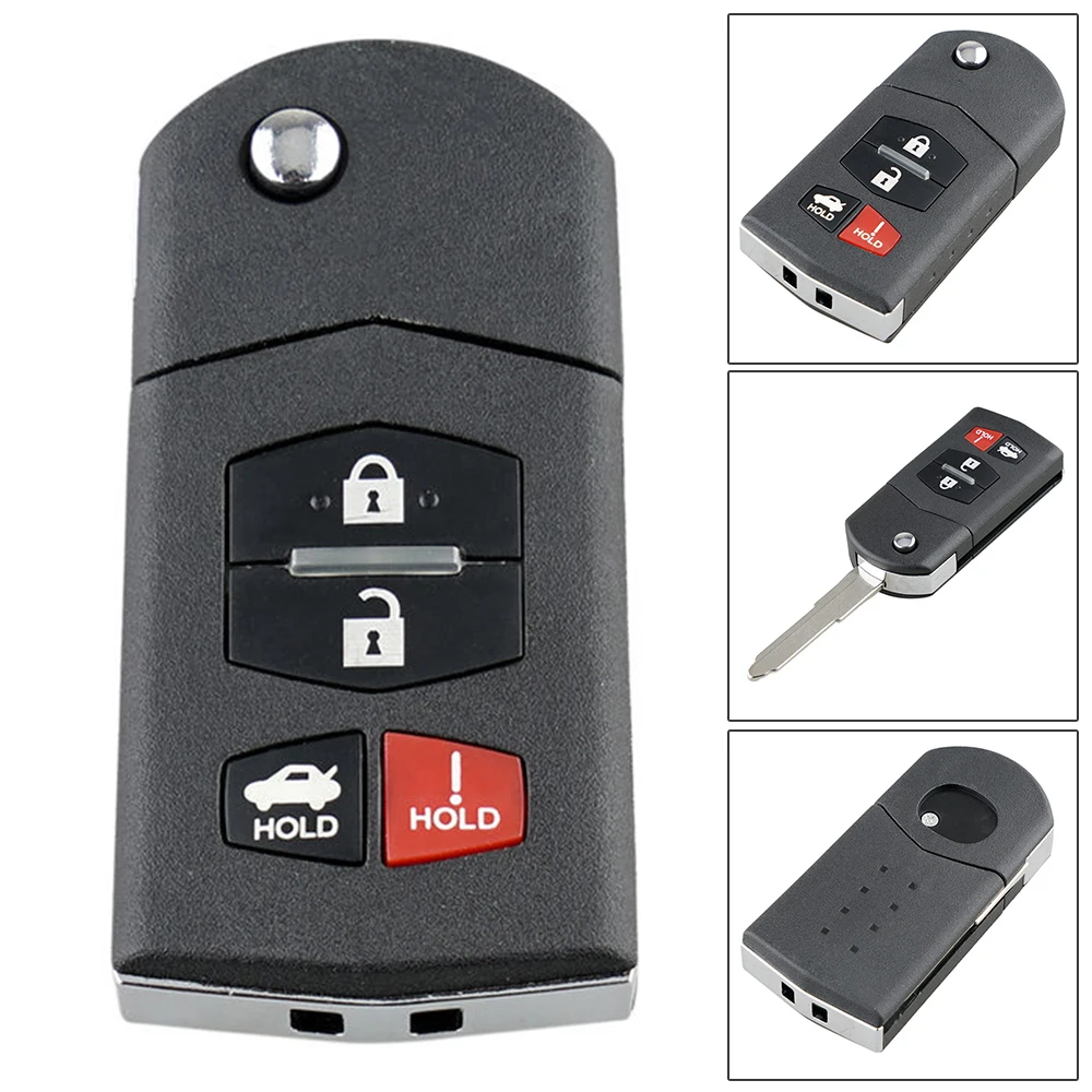 315Mhz 3/4 Buttons Remote Folding Car Key Replacement for Mazda BGBX1T478SKE125-01 4D63