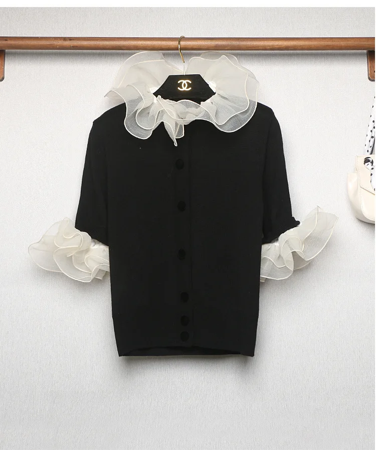 Black Ropa женская одежда осень зима женский трикотаж/шерсть/короткие/вязаные/осенние/кардиганы свитер из ангоры LaceCasual женский трикотаж - Цвет: Black