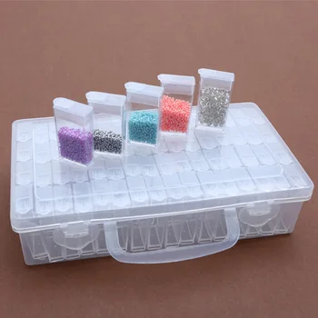 

64 Slot Transparent Nail Jewelry Classify Drill Storage Case Separate Grid Rectangle With Cover Portable Detachable Plastic