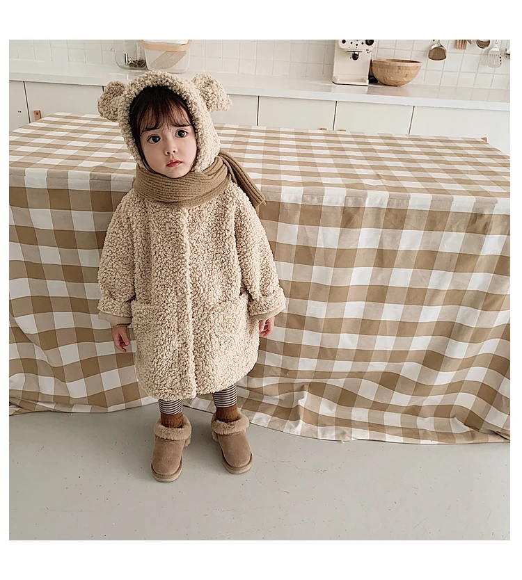 Winter new fashion baby girls hooded thicking warm Cotton padded coat Children Fur on Both Sides wear Outerwear