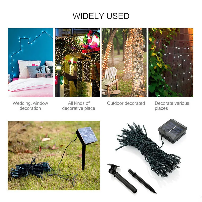 200 Christmas Garland Led Fairy Light Outdoor Solar Powered String Lights 8 Mode 7m/12m/22m Garden Wedding Decoration Waterproof solar bulb