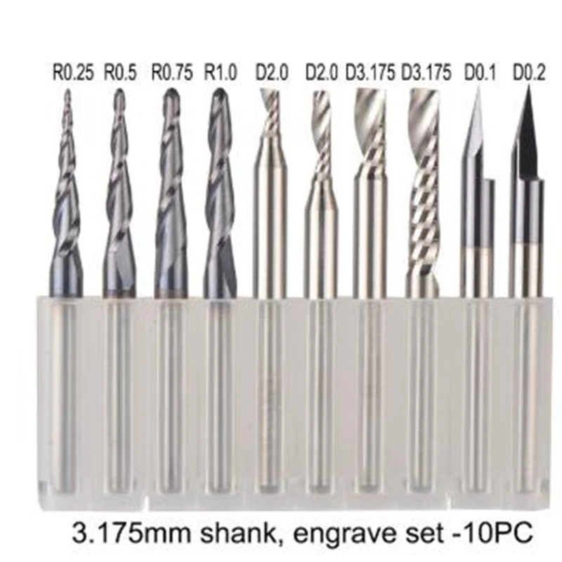 Промо-акция! CNC Твердые карбидные наконечники для гравировки фрезы по дереву набор 3,175 мм хвостовик фрезы для резьбы по дереву инструменты