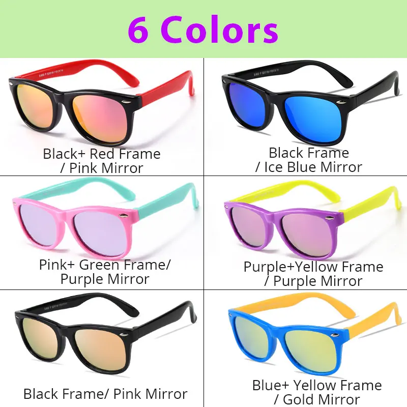 Поляризованные солнцезащитные очки для детей, для мальчиков и девочек, детские солнцезащитные очки, анти UV400 оттенок, кремния, модный стиль, фирменный дизайн, заклепки