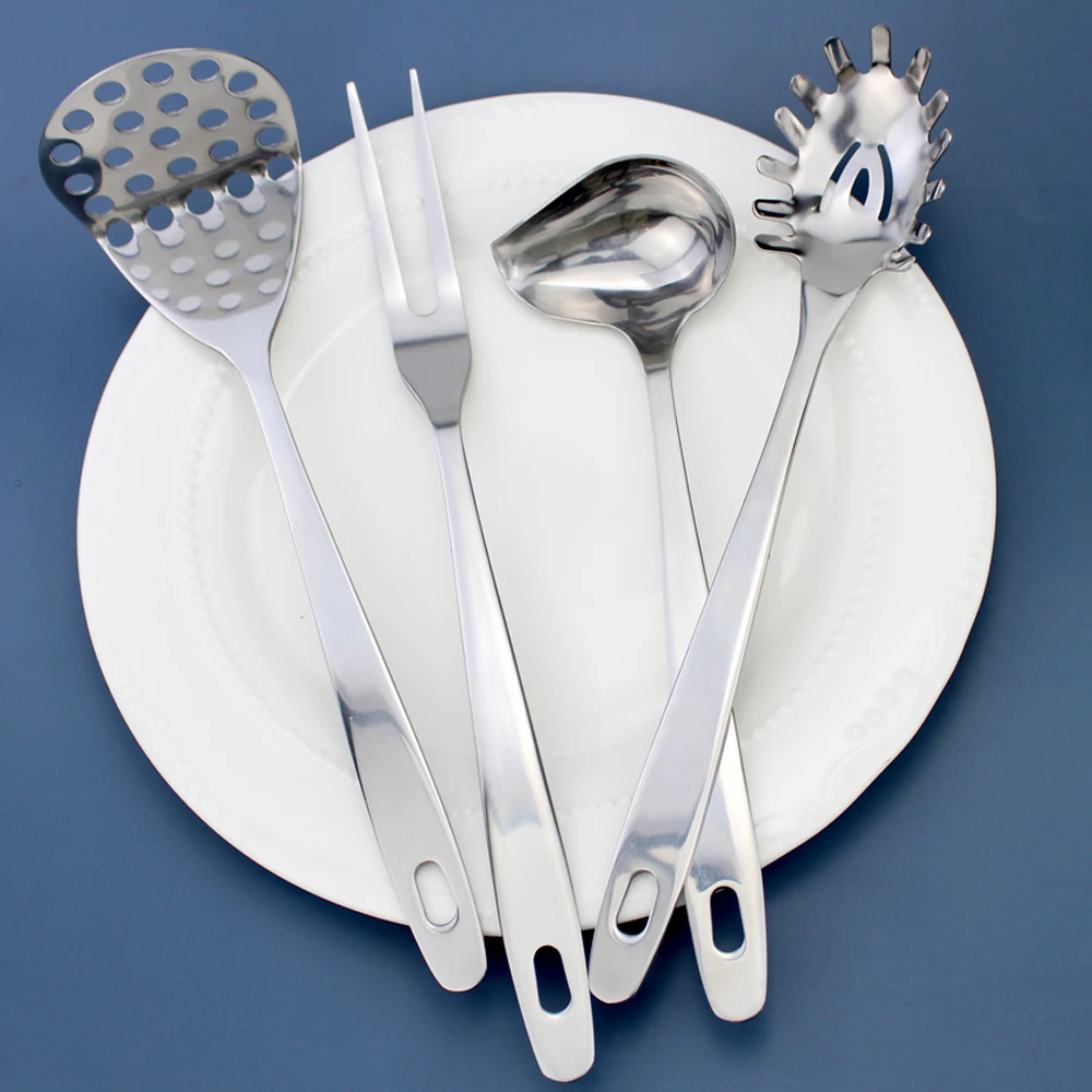 Stainless Steel Hanging Kitchenware Spoons/Ladle/Skimmer/Spatula/Masher/Meat Fork Cooking Tools Baking Utensils For Kitchen