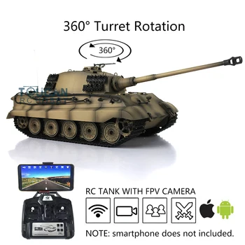 شراء1/16 TK 6.0S Henglong ترقية FPV الألمانية الملك النمر RTR دبابة مع جهاز للتحكم عن بُعد 3888A 360 ° برج TH16207