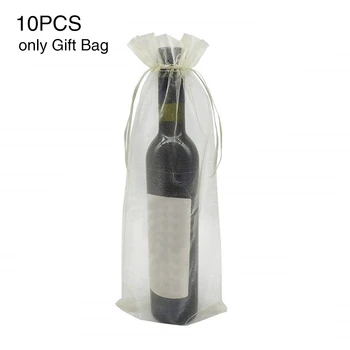 

10 Pcs Fashion Solid With Drawstring Wedding Party Supplies Wrapping Packing Candy Pouch Organza Jewelry Gift Bag Wine Bottle