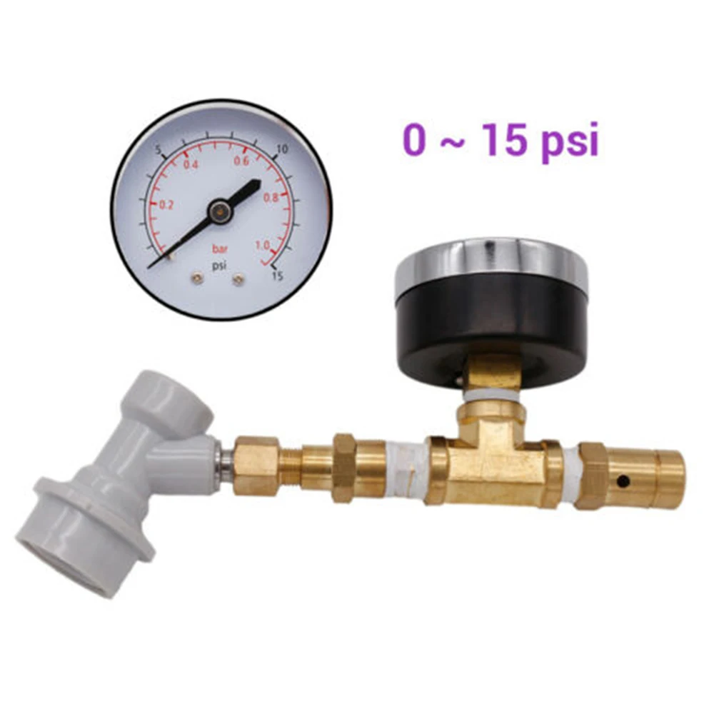 1pc Ball Lock Spunding Valve Adjustable Pressure Relief Brewing Assembly+Gauge