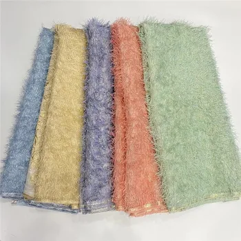 

African Lace Fabric High Quality French Furry Net Tulle Swiss Embroidery Lace Material 5yards For Nigerian wedding dress Design