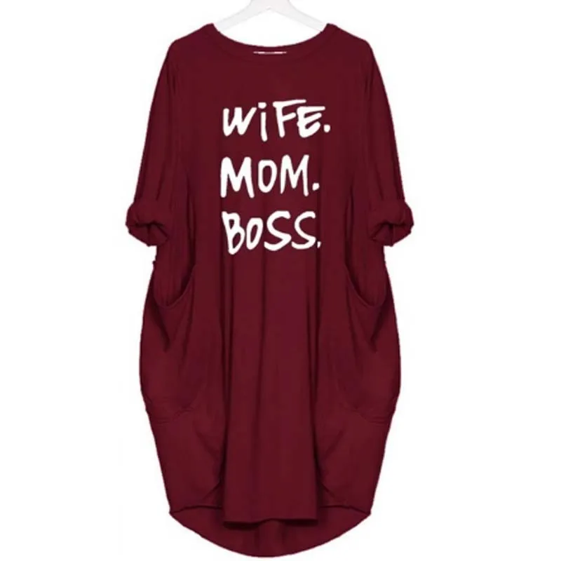 Модная футболка для женщин в стиле панк, хлопковые топы с открытыми плечами, для мамы, на день, для женщин, с карманом, для мамы, босса, с буквенным принтом, топ, футболка