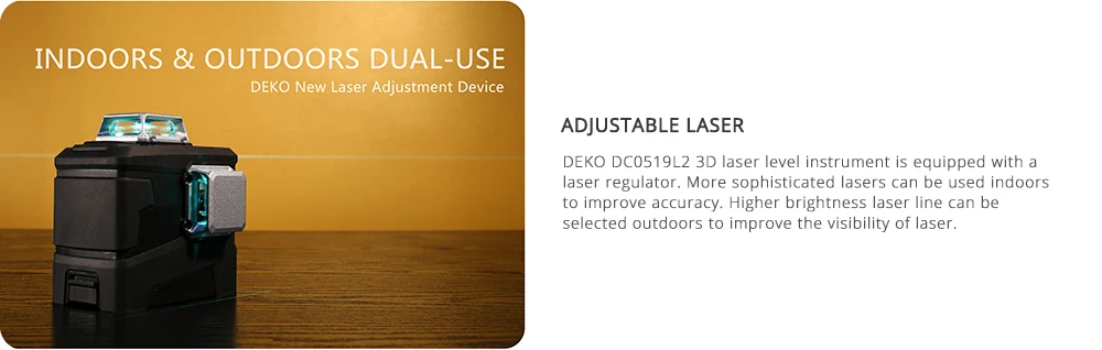 DEKO DKLL12PB2 360 градусов вращающийся 3D лазерный уровень самонивелирующийся зеленый вертикальный горизонтальный 12 поперечных линий DIY внутренний открытый режим