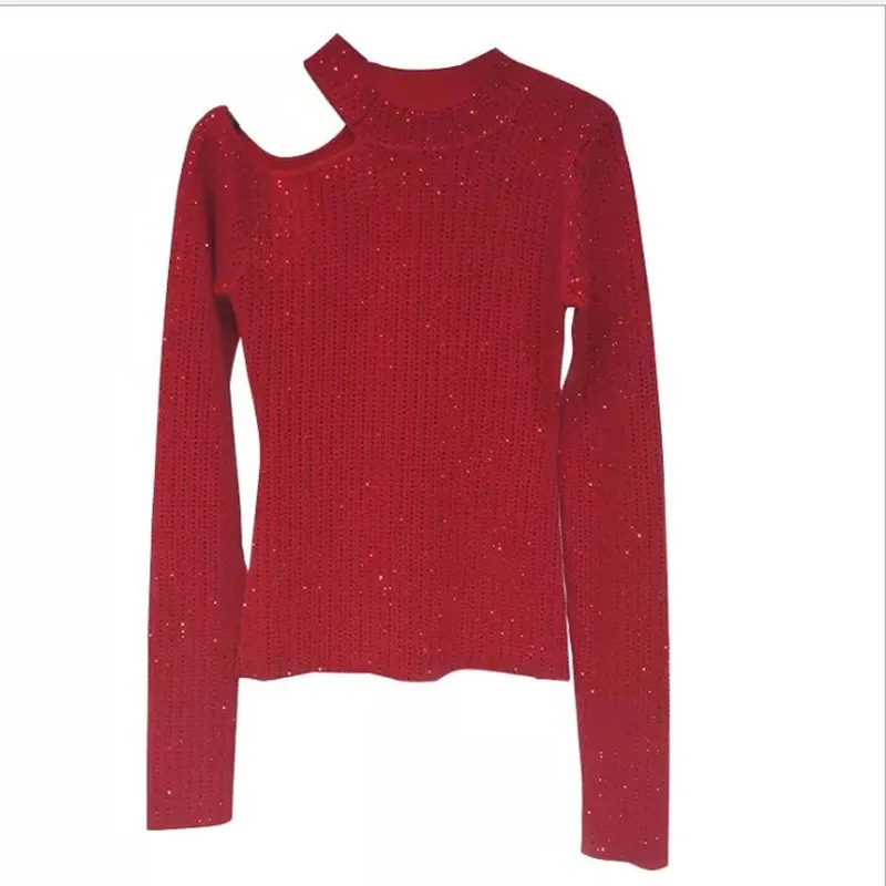 1 New Women Fashion Sweater Jumper Long Sleeve Diamond Pattern Red Jumper Sweater Winter Women Sweater O-neck Tops Sweaters - Цвет: 1