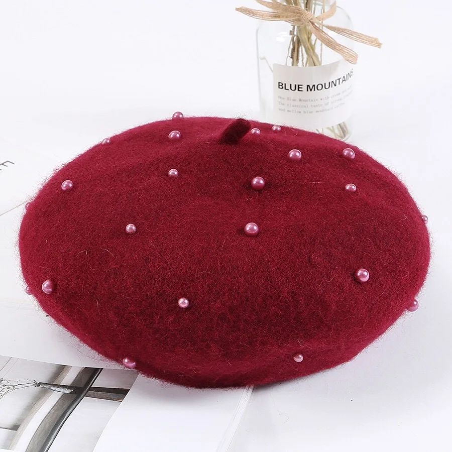 Autumn and winter new beret starry pearl beret pumpkin cap french hats women boina beret hat boinas para mujer french hat