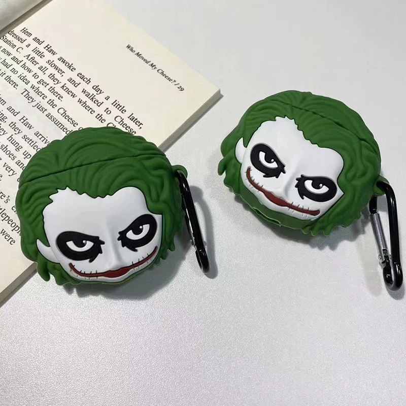 Темный рыцарь клоун Забавный 3D Рисунок кукла Джокер силиконовый чехол для Airpods 1/2 для apple bluetooth наушники крышка аксессуар