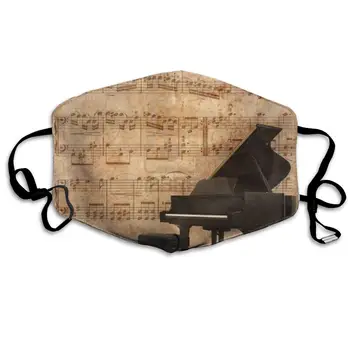 

Dustproof Washable Reusable Piano And Retro Sheet Music Mouth Cover Mask Respirator Germ Protective Warm Windproof Mask