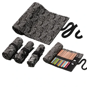 

Painting Artist Pencils Pouch Pencil Wrap Ball Pen Box 12/24/36/48 Holes Pencil Case Canvas Pen Roll Up Bag Curtain Stationery