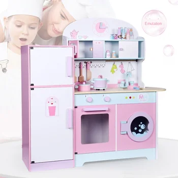 

Children's wooden simulation super large play house refrigerator kitchen set kindergarten parent-child toys