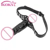 IKOKY Strap on Rubber Penis Mouth Gag Double Dildos Bandage Adult Games Strapon Sex Toys for Husband and Wife Sex Products 1