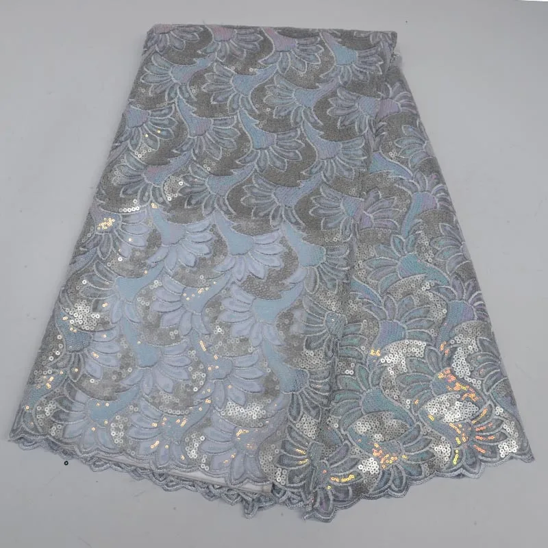 Full Of Sequins Lace Fabric African High Quality French Tulle For Party Nigerian Wedding Pure Color | Дом и сад