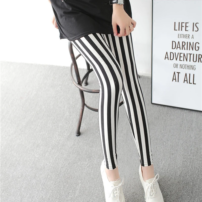 grey leggings YSDNCHI Striped Printing Pants Fitness Legging Elastic High Waist Polyester Women Stretchy Workout Leggins leggings with pockets