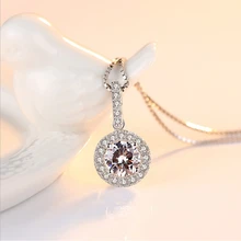 Plata esterlina S925 collar VVS1 diamante colgante de 2 quilates para mujeres de lujo boda Topacio blanco colgantes de piedra natural pura(China)