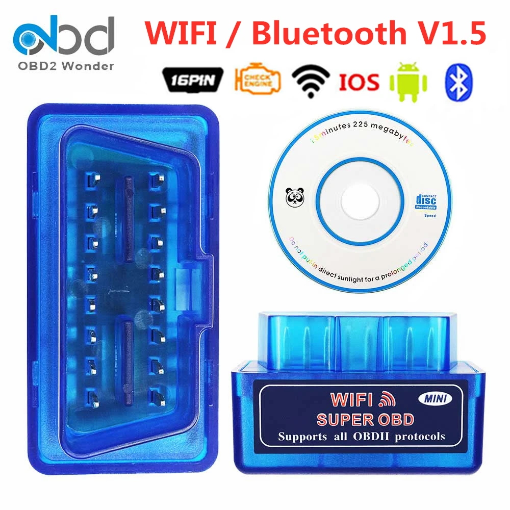 Диагностический сканер OBD2 ELM327 диагностический OBD 1 5 HH ELM 327 V1.5 WiFi/Bluetooth OBDII