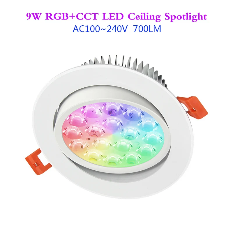 Умный светодиодный потолочный круглый светильник RGB + CCT 220 В переменного тока 9 Вт