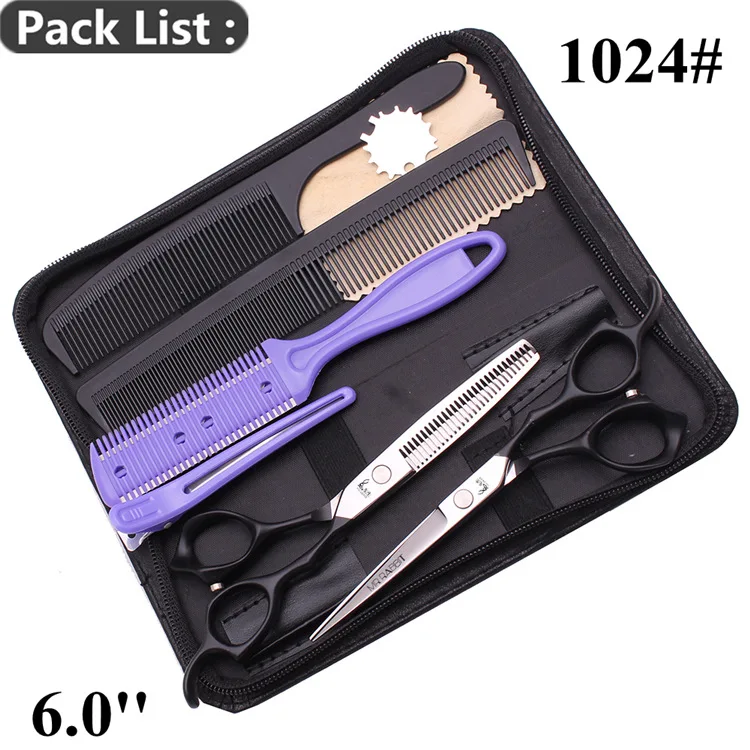 Профессиональные ножницы 5," 6" Mr Rabbit JP стальные черные Парикмахерские ножницы для резки филировочные ножницы для волос набор ножниц Горячая M9030 - Цвет: M1024 Hei K-A 6Y