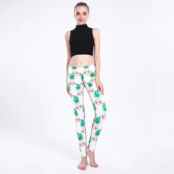 

printing shows thin buttocks breathable air super elastic and quick drying women's nine-point lady pants. leggings