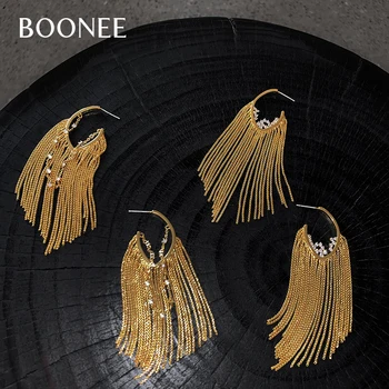 

Advanced sense irregular and flexible tassel chain temperament long earrings earrings female