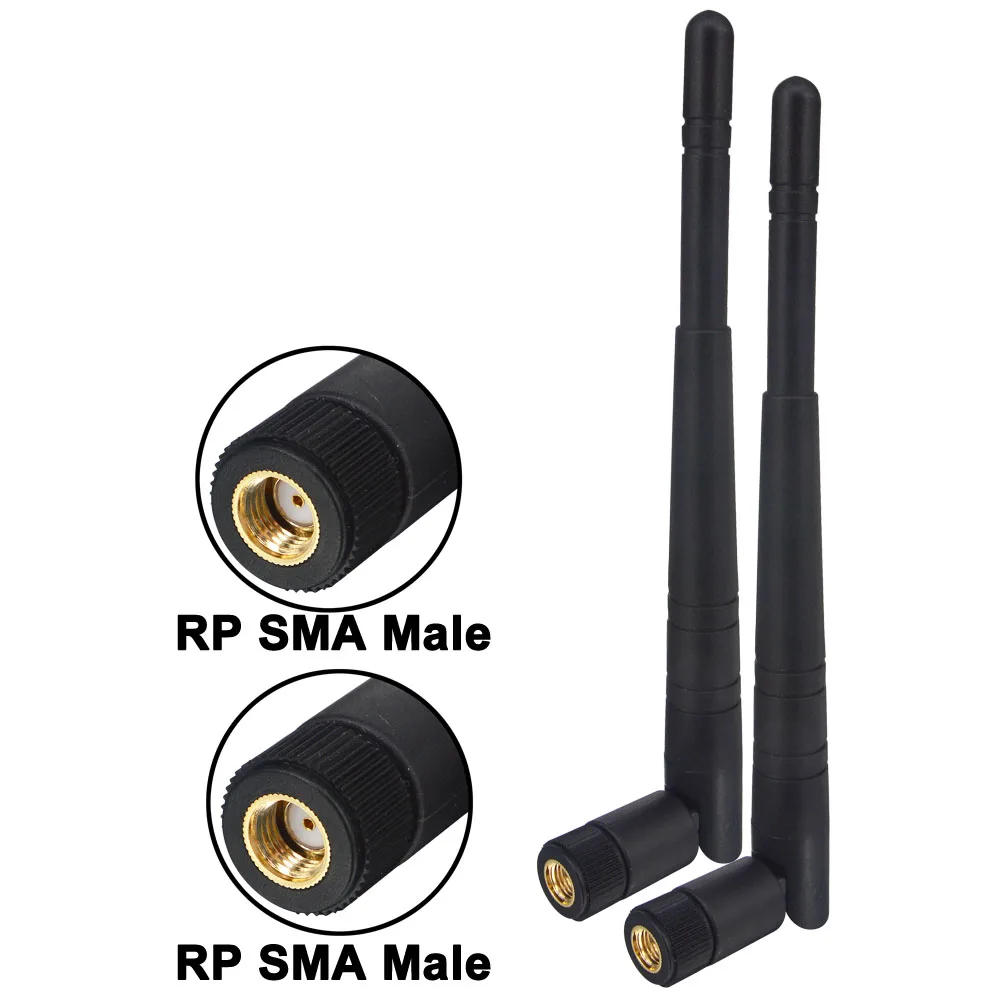 2pcs 8dBi 2.4GHz 5GHz Dual Band Wireless Network WiFi Router Antenna RP SMA Male 