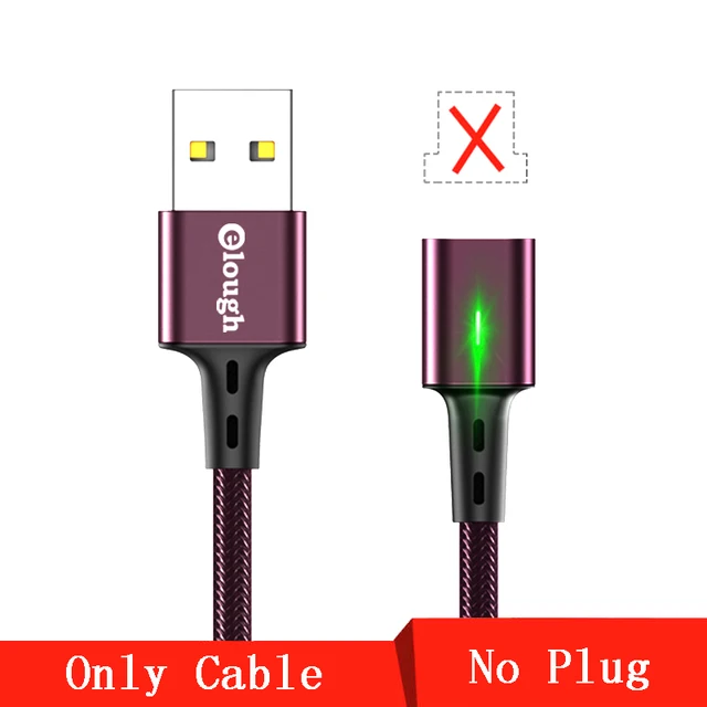 Elough Quick Magnetic Charger 3.0 4.0 Micro USB Cable for iPhone 8 POCO X3 Xiaomi Fast Magnetic Phone Charging Cord Type C Cable Only Red Cable