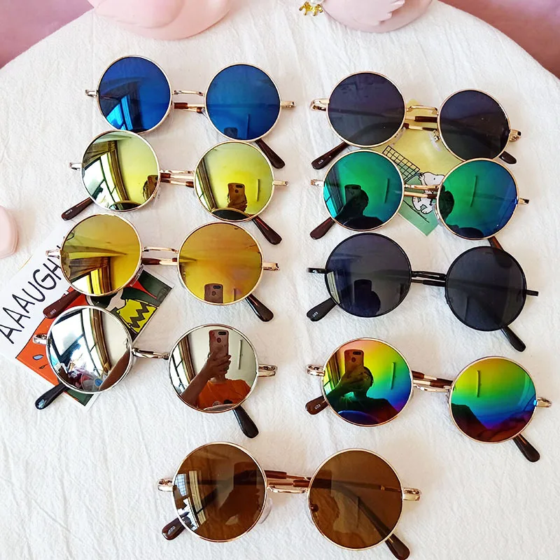 New Vintage child UV400 lens Polycarbonate Sunglasses Boys/Girls Gafas Prince mirror Round Alloy frame Toad Sunglasse