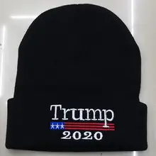 Осень-зима Трамп вышивка шапочка Шапки Для женщин Для мужчин классный зимний теплый для катания на лыжах шляпа флaг сшa yзкиe кепки в стиле хип-хоп вязаные Skullies капот