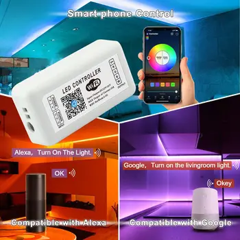 

Smart WiFi RGBW LED Controller with 24 Key Remote Control for 5050/3528 LED Strip Light Work with Alexa Google Home