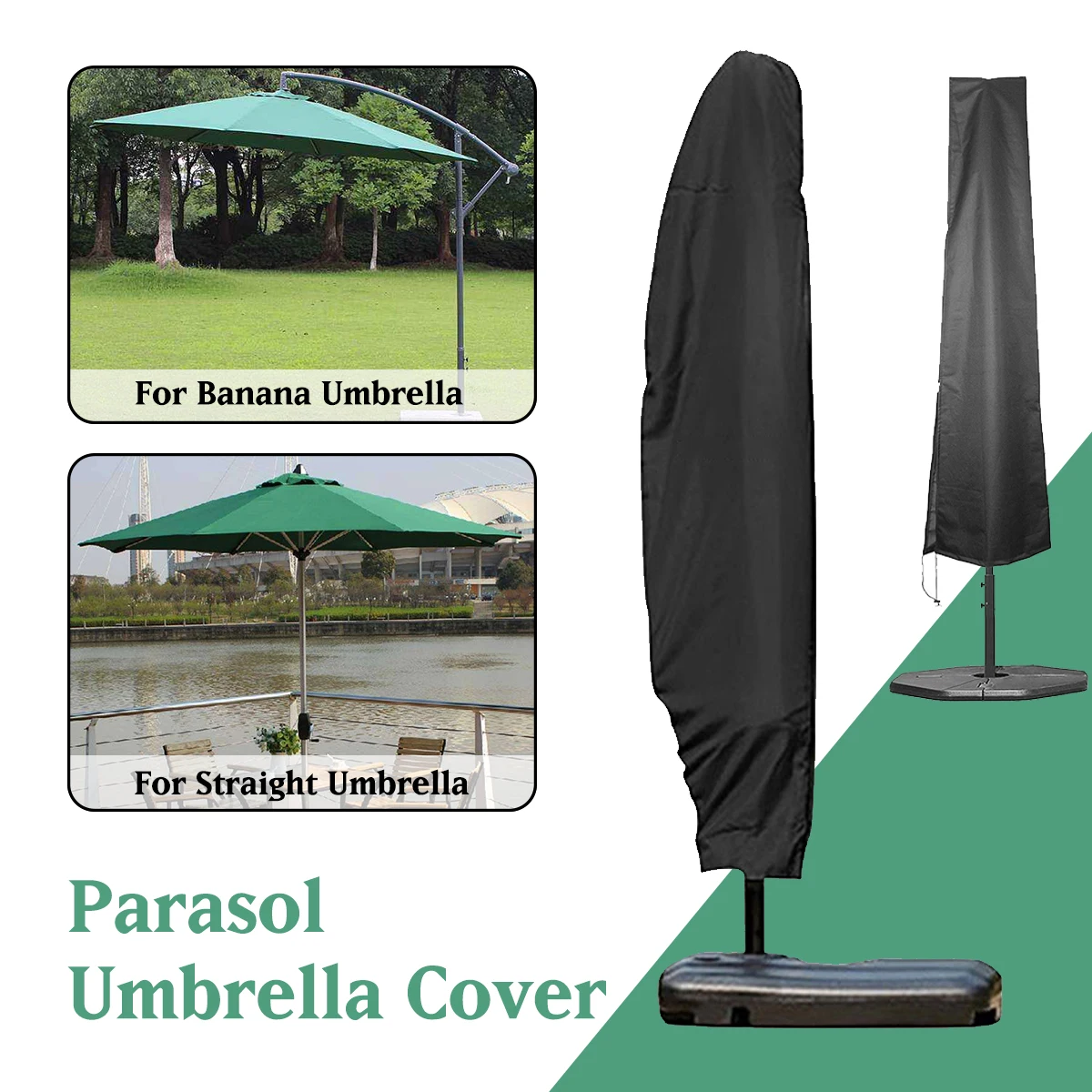 Sombrilla impermeable al aire libre, cubierta de lluvia Cantilever, sombrilla a prueba de viento para exteriores, jardín, sombrilla