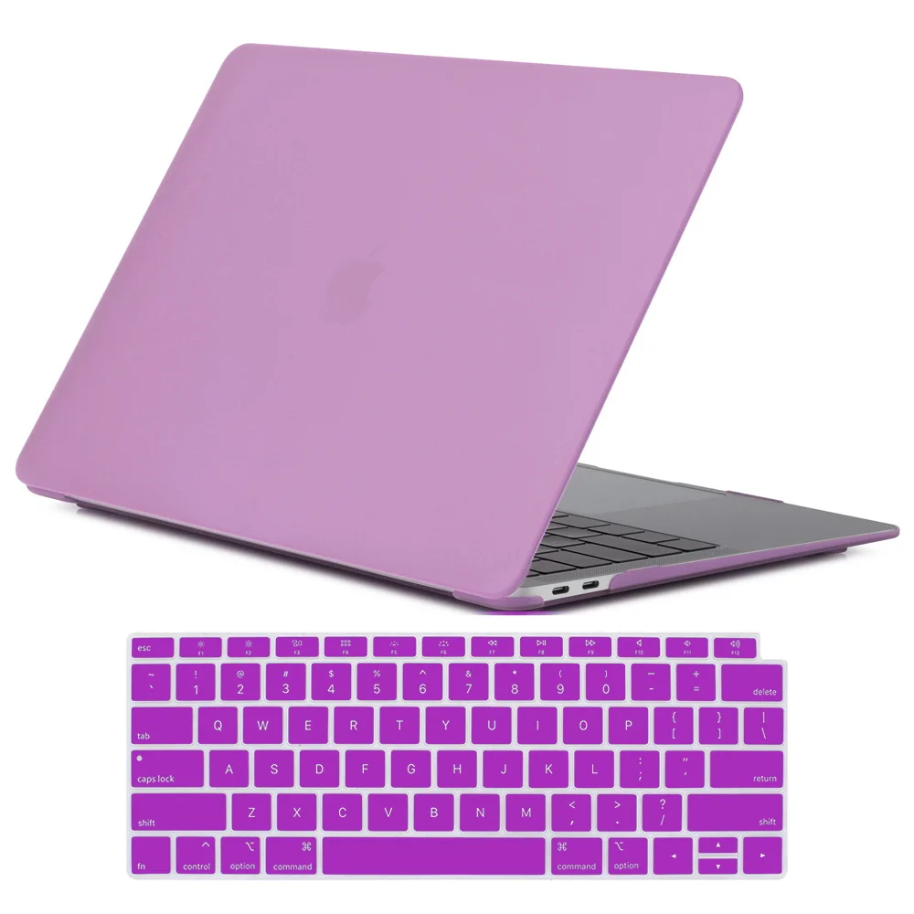 Hard Shell Cover For Apple Macbook Air 11/13 /Pro 13/15 /Macbook 12 Rubberized Matte Purple Laptop Case + US Keyboard Skin Film