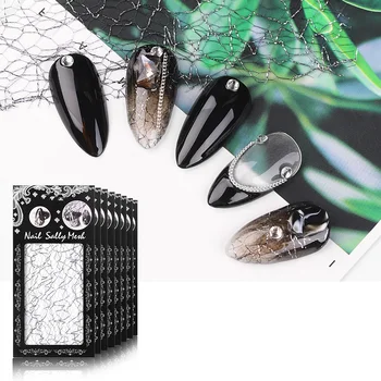 

1pc Mesh Nail Sticker 3D Gold Silver Net Line Tape On Nails Adhesive Decals Foil Nail Art Decorations Manicure Gel Polish Tools