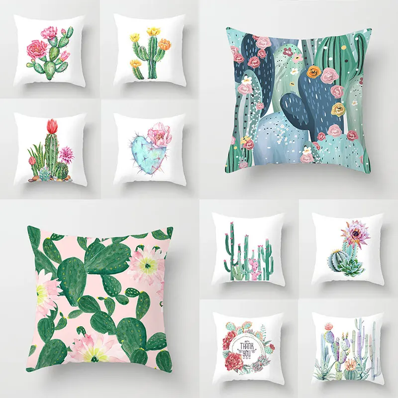 

Tropical Leaf Cactus Monstera Cushion Cover Polyester Throw Pillows Sofa Home Decor Decoration Decorative Pillowcase