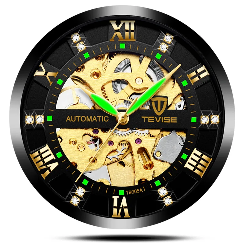 

Switzerland TEVISE Twiss Men Steel Watch Fashion Fully Automatic Analog Watch Hollow out Watch Waterproof Watch