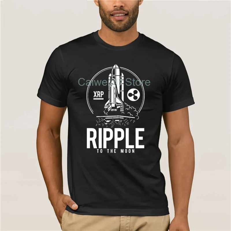 Camiseta con estampado de letras Ripple To The Moon para hombre, camiseta BTC XRP Bitcoin Crypto, nueva tendencia de moda