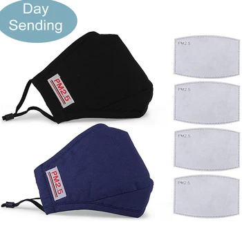 

2pcs Cotton Mask Set Anti-Fog Mouth Mask Adjustable Dust Proof PM2.5 Activated Carbon Filter Cotton Mouth Mask For Outdoor