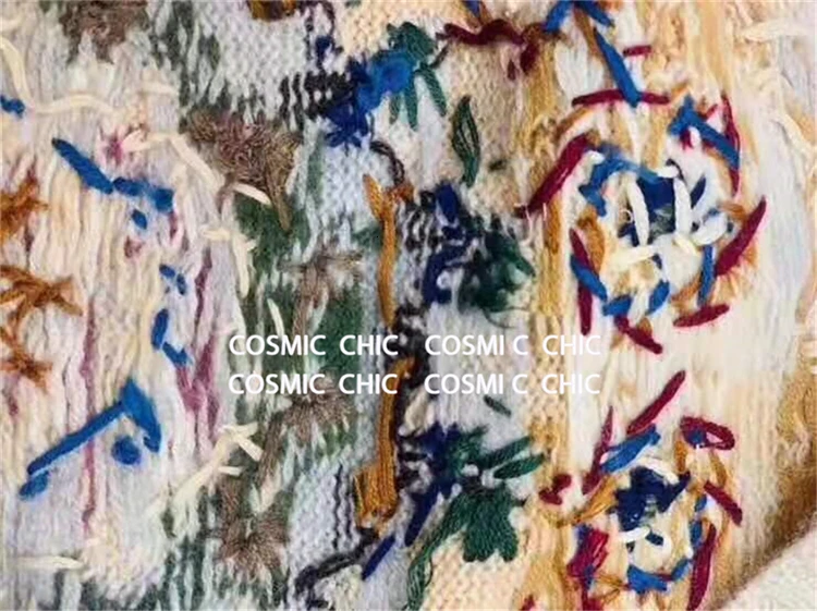 Cosmicchic кашемировый свитер с вышивкой женский вязаный пуловер с длинными рукавами высокое качество элегантный калейдоскоп женский топ