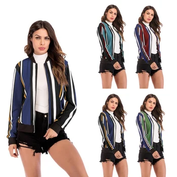 

Women's Hooded Jackets Spring Causal Striped Windbreaker Women Basic Jackets Coats Zipper Lightweight Jackets