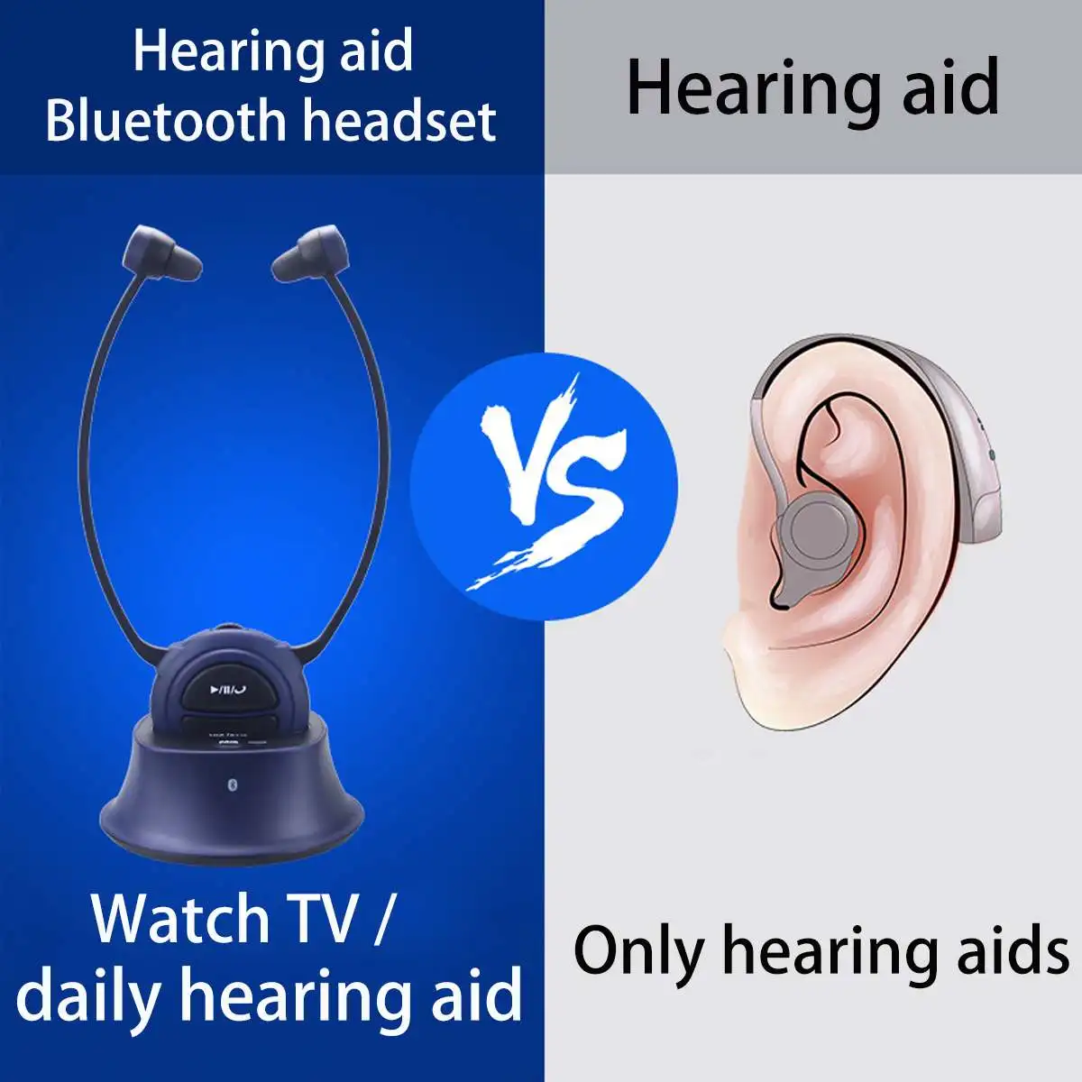 Rechargeable Bluetooth Wireless headphones hearing aids Portable Sports headset mini Amplifier hearing aid for TV the elderly