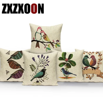 

Cotton Linen Cute Cartoon Lovely Animals Birds Throw Pillows Case Cojines Decorativos Para Sofa Cushion Cover Pillowcase