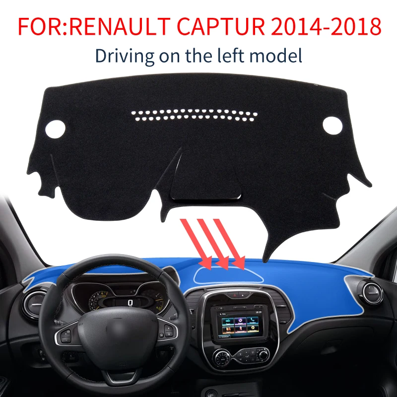 Smabee тире коврик покрытие для приборной панели для Renault Captur Черный приборной панели автомобиля ковровое покрытие с защитой от скольжения