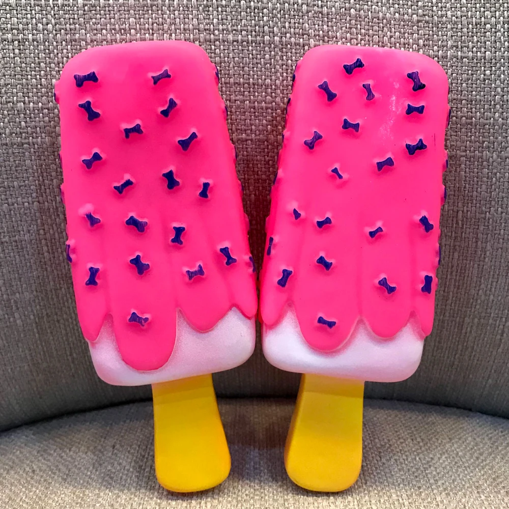 Кошка, щенок, Жевательная молярная игрушка в форме мороженого, розовый цвет, подарки для питомца, пищащие игрушки, нетоксичные резиновые игрушки для собак